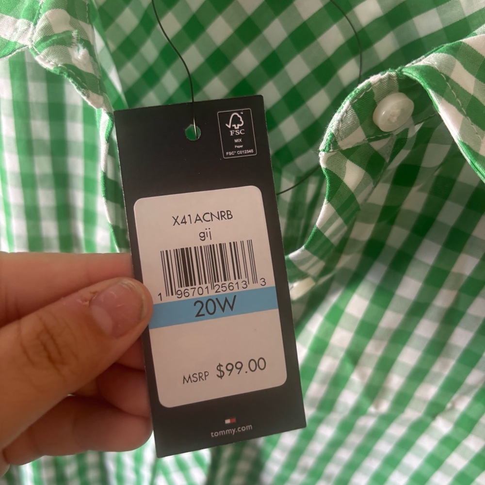 🌴TOMMY HILFIGER CHECKED BUTTON DOWN SLEEVELESS TIE FRONT SHIRT DRESS NWT - Picture 10 of 11